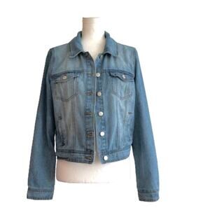 Ci Sono Denim Collection Distressed Silver Tone Buttons Jean Jacket Size Medium